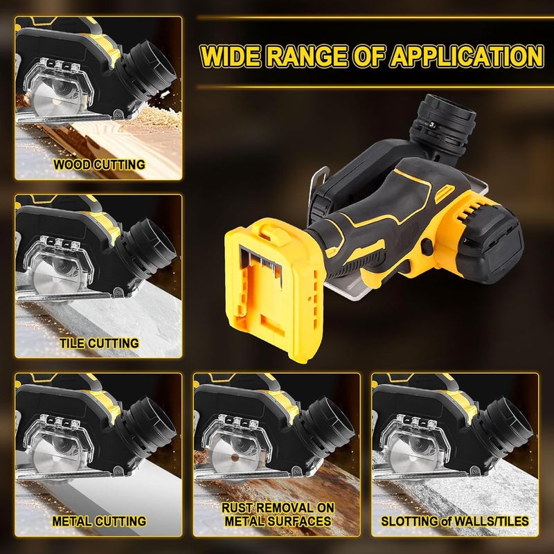 dcvbny Adjustable Cordless Cut-Off Tool,Compatible with DeWalt 20V MAX Battery | Brush Rotorazer Saw&Angle Grinder 20,000 RPM,Includes 4pc 3" Blades for Metal,Wood,Tile,Plastic,No Battery(3" with Base Plate) - Image 3
